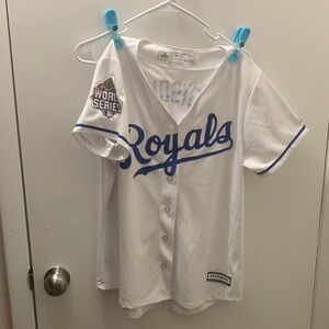 Majestic White and Blue Royals Kids Jersey